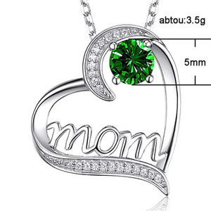 Día DE LA MADRE amor corazón circón diamante collares el mejor regalo <span class=keywords><strong>para</strong></span> madre encantos colgante Color plata mamá collar mujeres - Product Image 2