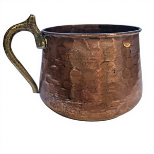 BS International NA133 Tasses de voyage en cuivre martelé antique, écologiques, isolation chaud/froid 6-12h, réutilisables, logo personnalisé, laiton - Product Image 1