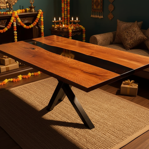 Premium Epoxy Resin Acacia Wood <b>Rectangle</b> Tabletop Slab-Luxury Classic Waterproof Diwali Gift - Product Image 3