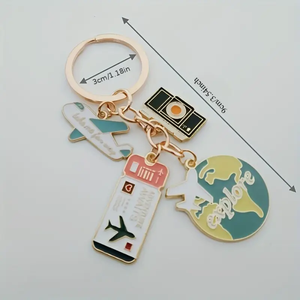 ห่วงโซ่เดินทางสำหรับนักเดินทางพวงกุญแจลูกโลก5ข้อสีเหลือง/ชมพู - Product Image 2