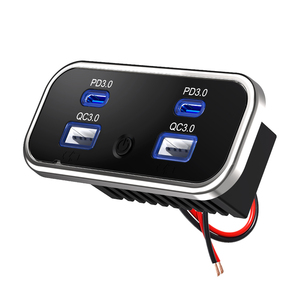 Chargeur de <span class=keywords><strong>voiture</strong></span> encastré 12/24 V réversible avec 4 ports <span class=keywords><strong>USB</strong></span> 18W Quick Charge 3.0 et 20W PD <span class=keywords><strong>USB</strong></span>-C pour siège de van - Product Image 1