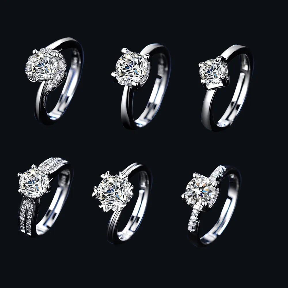 Anel de diamante moissanite para mulheres, joia personalizada 925 prata esterlina para casamento e noivado