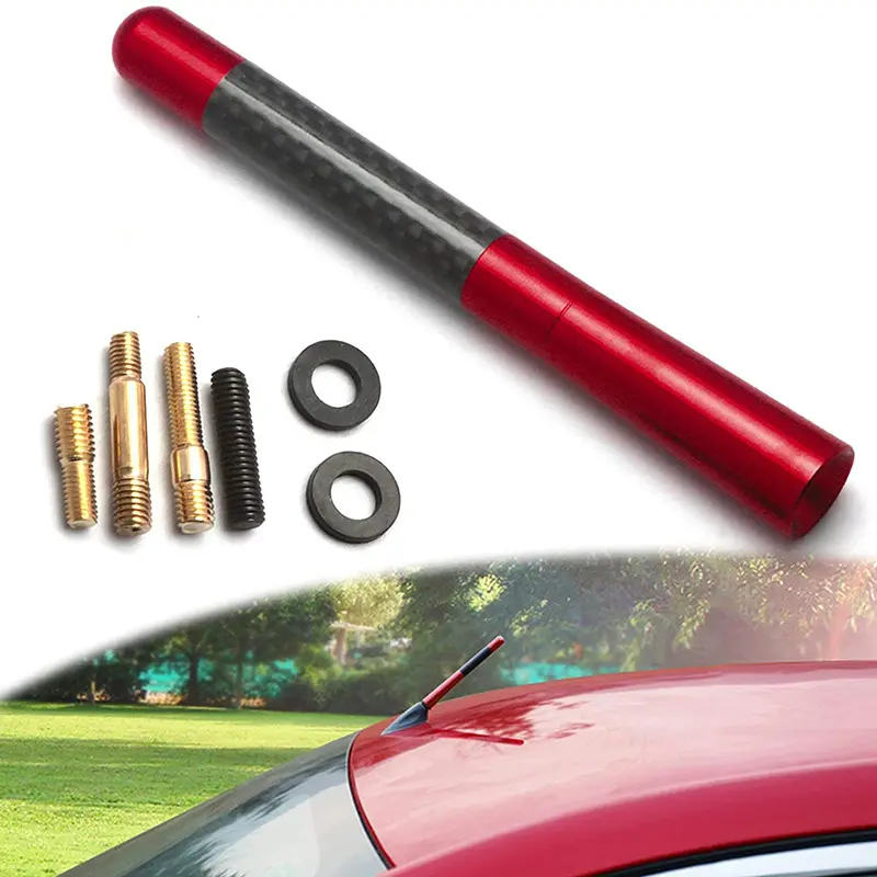 Универсальное Украшение для автомобильной антенны, 12 см, винт из углеродного волокна, алюминиевая радиоантенна с коротким мачтом