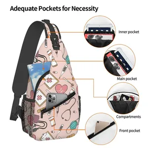 Borsa da petto piccola in poliestere con stampa Medical Care, regalo ideale per uomo e <span class=keywords><strong>donna</strong></span>, cartone animato 2D, grande capacità, sport all'aria aperta, tempo libero, moda - Product Image 4