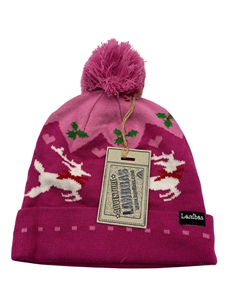 Custom Logo <b>POM</b> <b>POM</b> Jacquard Pattern Beanie Made in Taiwan Woven Label Printing Method for Children - Product Image 6