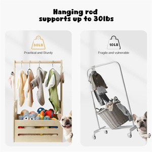 Organizador de almacenamiento de madera para perros de 35L, contenedor de juguetes para perros con varillas colgantes, <span class=keywords><strong>armario</strong></span> para mascotas de 27x16x11 con 2 ganchos de metal - Product Image 5