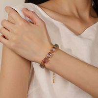 Pulsera de Cristal Natural Curativo al por Mayor, Pulsera de Eslabones con Marco Dorado y Piedras Preciosas Facetadas Rectangulares, Joyería para Mujer, Regalos para Fiestas