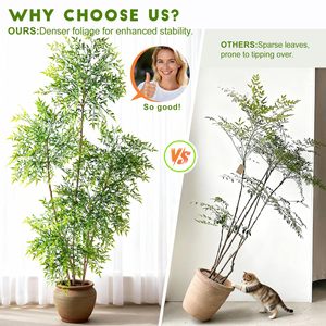 Arbre artificiel Nandina de 7 pieds, plante en bambou luxuriante, 800 feuilles, réaliste, pour décoration intérieure et extérieure, entrée, maison, bureau, vente en gros - Product Image 5