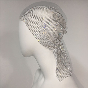 Bandeau pour cheveux en strass scintillant pour femmes, turban en modal, bijoux pour cheveux en cristal, chapeau, accessoire de soirée, écharpe scintillante - Product Image 5