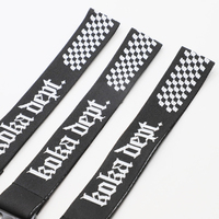Lanière personnalisée de style course JDM en jacquard avec motif drapeau à carreaux, sangle de clé de voiture personnalisée pour les passionnés d'automobile