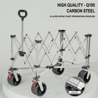 Chariot de pique-nique pliable multifonctionnel en métal pour l'extérieur, grande capacité, pour le camping, 600D