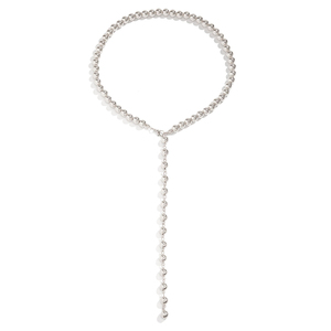 Collier long à pampilles perlées pour femme, chaîne de poitrine tendance avec perles, accessoires ras-du-cou, bijoux de mode 2025 - Product Image 1