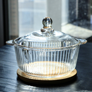 Chất lượng cao mới nhất cao Borosilicate nhà bếp nhà kính món ăn nồi rõ ràng Bộ đồ ăn thực phẩm bát thủy tinh với nắp - Product Image 3