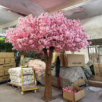 Tanaman Palsu Pohon Sakura buatan, pohon imitasi imitasi merah muda buatan Jepang untuk dekorasi pernikahan dalam ruangan