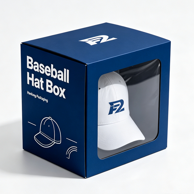 Ching TA Box Packaging With Logo for Hat Box With Clear Window in CMYK Printing and Matt Lamination Recyclable