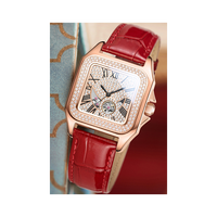 Montres mécaniques de luxe en acier, design usine et production en série, avec mouvement squelette à volant d'inertie similaire au diamant, pour marque privée