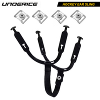 Underice 1 ensemble de sangles de mentonnière pour casque de hockey sur glace avec 2 boucles d'oreille en caoutchouc, pièces de rechange, accessoires de casque