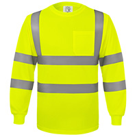 Chemise de sécurité réfléchissante à manches longues de classe 3, vêtements de travail haute visibilité, uniforme de signalisation durable, travailleurs du bâtiment et du transport routier
