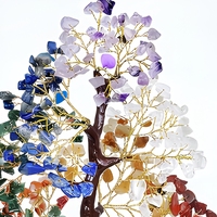 Figurine d'arbre en cristal naturel gravée DIY, feuilles de pierre colorées, ornement artisanal Feng Shui pour la maison, cadeau de Noël