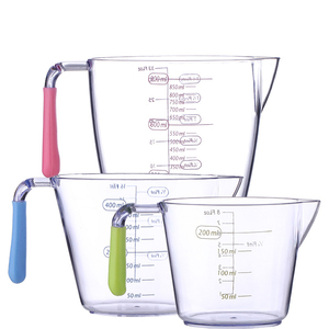 Ensemble de 3 tasses à mesurer en plastique transparentes, empilables, sans BPA, avec plusieurs graduations - Product Image 1
