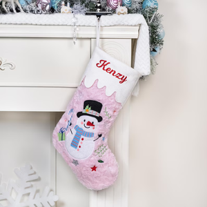 Joyeux <span class=keywords><strong>Noël</strong></span> Snowy Charater Rose Bas <span class=keywords><strong>de</strong></span> <span class=keywords><strong>Noël</strong></span> Nom brodé pour bas <span class=keywords><strong>de</strong></span> vacances Décoration <span class=keywords><strong>de</strong></span> la maison - Product Image 4