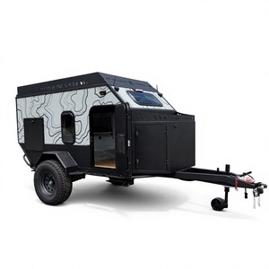 Customizable Steel Teardrop Camper Travel Trailer Road Trip Compact Design Modern Mini Caravan Slide-Out <b>Kitchen</b> Leaf 4 Person - Product Image 1