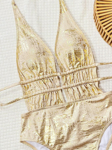 Maillot de bain une pièce Summer <span class=keywords><strong>Beach</strong></span> Pool avec un design évidé à col profond adapté aux looks de style déesse et aux effets amincissants - Product Image 4