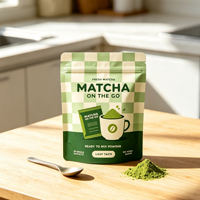Sachet Mylar Doypack refermable pour poudre de Matcha de qualité alimentaire 50g 100g avec impression couleur personnalisée