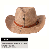 Chapeau de cowboy en paille personnalisé et prêt à être expédié, respirant, protection solaire, style western rétro, à large bord
