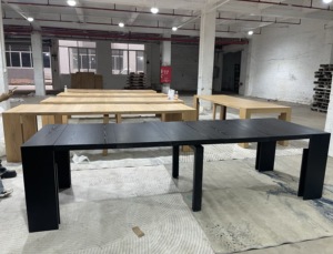 <span class=keywords><strong>Table</strong></span> à manger extensible carrée élégante en bois massif 120-160-300cm pour la maison, l'hôtel et les espaces de restauration – Collection 2027 USA Supermarket - Product Image 4