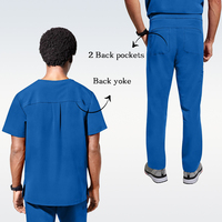 Op maat gemaakte logo V-hals heren uniformen sets polyester spandex ziekenhuis uniformen kleding sneldrogende scrubpakken