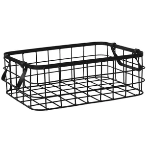 Large cylindrical metal household storage basket with handle