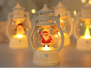 Kerst Decoratie Lantaarn Draagbare Led Kleine Olie Lamp Lichtgevende Lantaarn Jurk Up Gift