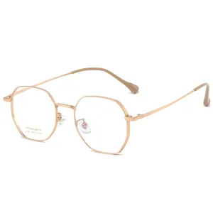 FANXUN 2440 Beta Marco de titanio anillo ensanchado moda polígono retro tendencia gafas con alta miopía