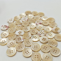Botones de Concha de Taro Naturales, 4 Agujeros, 18mm, Redondos, Planos, Color Beige Horneado, para Camisas