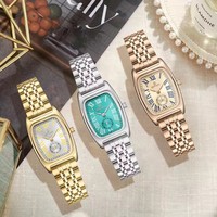 REWARD Montre pour femme élégante de luxe, rectangulaire, étanche, lumineuse, en acier inoxydable, à quartz