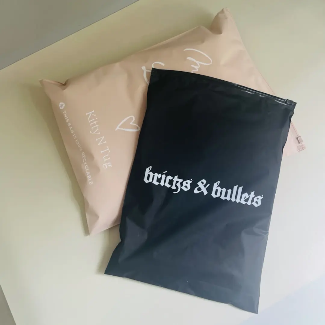 Custom Logo Printing Black Frosted Poly Zipper Bag with Logo Biodegradable Clothing Zip Lock Ziplock Bag for Package