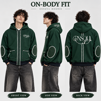 Sweat-shirts à capuche zippés en coton épais personnalisés, coupe décontractée vintage, avec logo brodé pour marque streetwear