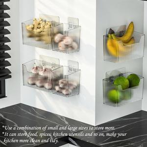 Set of 2 Storage Organizer <b>Bins</b> Wall Mounted Organizer Basket Shower Caddy Stackable Clear Adhesive Hanging <b>Bin</b> for Bathroom - Product Image 5