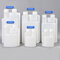 100ml 250ml 500ml 1000ml HDPE bouteille de laboratoire en plastique à Double col distributeur bouteille de dosage à Double chambre pour test