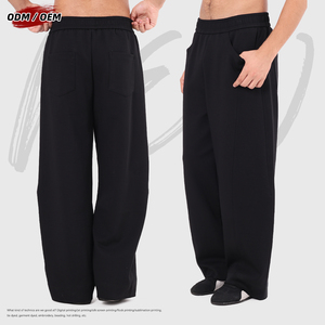 Pantalon décontracté pour homme, taille mi-haute, coupe droite, style décontracté, en coton Mamba multicouche, patchwork, polyvalent et ample, personnalisable OEM - Product Image 3