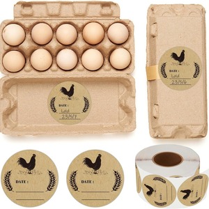 Kraft Paper Round Self-Adhesive <b>Labels</b> 2 Inch Writable Food <b>Packaging</b> Egg Box <b>Label</b> - Product Image 4