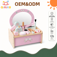 Table de maquillage en bois pour enfants, jeu d'imitation, salon de beauté, jouet de maquillage, jeu de rôle, motricité fine, jouet éducatif Montessori, cadeau pour filles