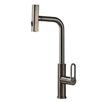 Robinet de cuisine extractible en acier inoxydable gris Modèle C222 pour évier de lavage de légumes, évier de vaisselle, évier de balcon, évier de buanderie, eau froide et chaude