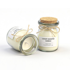 Portacandele Vuoto Trasparente Satinato Carino Piccolo Resistente al Calore con Tappo in Sughero per <span class=keywords><strong>Candele</strong></span> Natalizie Fai-da-te Ecologiche Riciclabili - Product Image 1