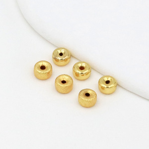 <b>Copper</b>-plated gold frosted wheel bead <b>bracelet</b>/necklace, 18K real gold electroplated beads, sand gold, concave spacer beads D56 - Product Image 2