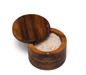 לוגו מותאם אישית תבלינים עגולים מעץ אחסון מיכל במבוק אורגני עם מגנט לסחוב מכסה serbb & כלי תבלין - Product Image 2