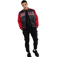 Blouson bombardier en Nylon pour hommes, bouton-pression, personnalisé, OEM/ODM, rouge et noir, avec Logo personnalisé, avec appliques