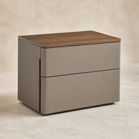 Table de chevet moderne en bois à 2 tiroirs, écologique et durable, table d'appoint gris fumé pour chambre à coucher, salon, hôtel