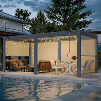 Toit à persiennes léger, imperméable, motorisé avec télécommande, pour patio, balcon, jardin, gazebo, terrasse, pergola